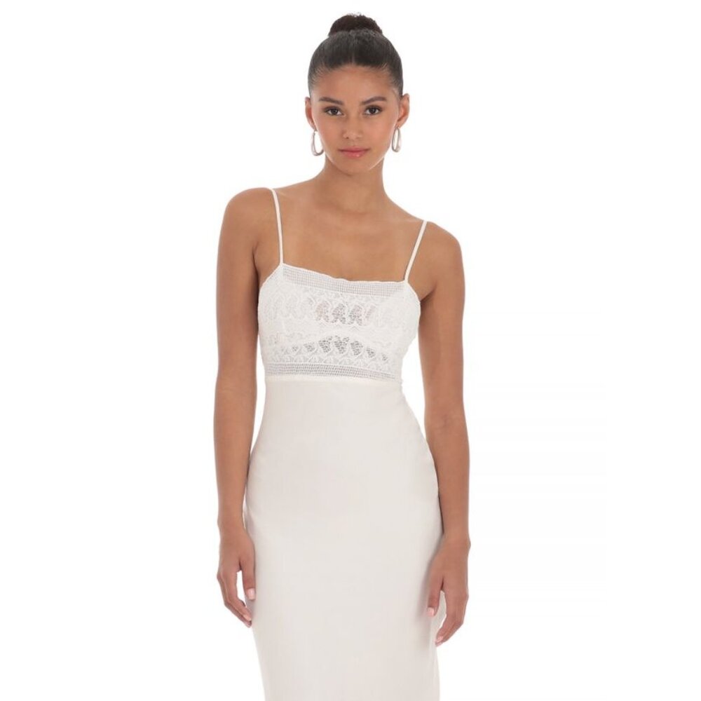 (Brand new) Embroidered Crochet Midi Dress in Cream